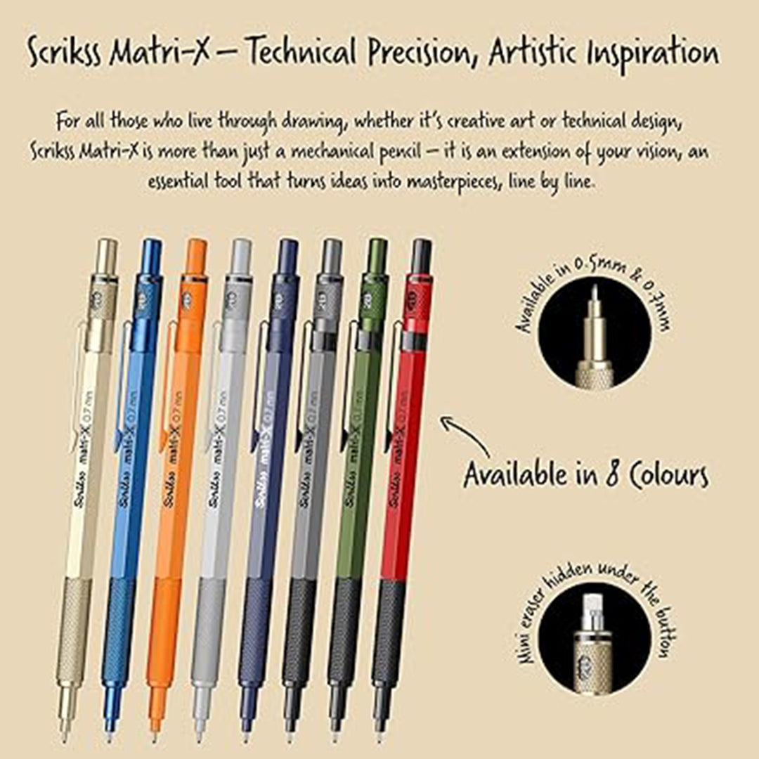 Scrikss Matri-X 0.7mm Mechanical Pencil - Metallic Gold