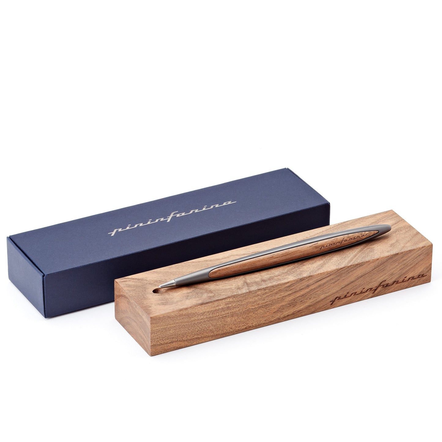 Pininfarina | Cambiano | Matt Black | Classic | Ballpoint Pen | Solid Wood Desk Stand