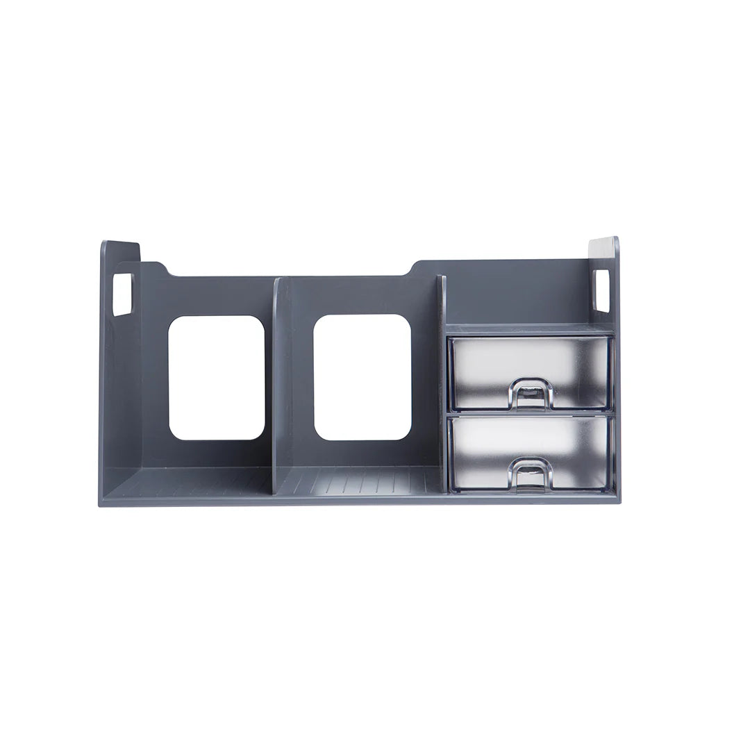 Litem Book Rack With Drawers - Gray