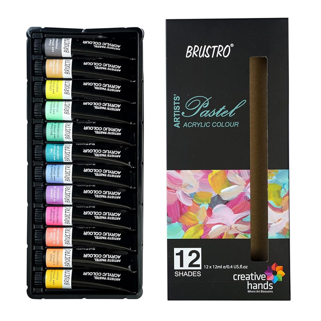 Brustro Pastel Acrylic Colour 12 Shades Set