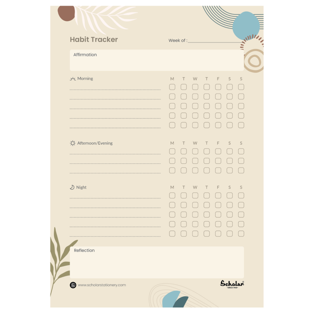 Scholar Habit Tracker - Weekly (Vertical)