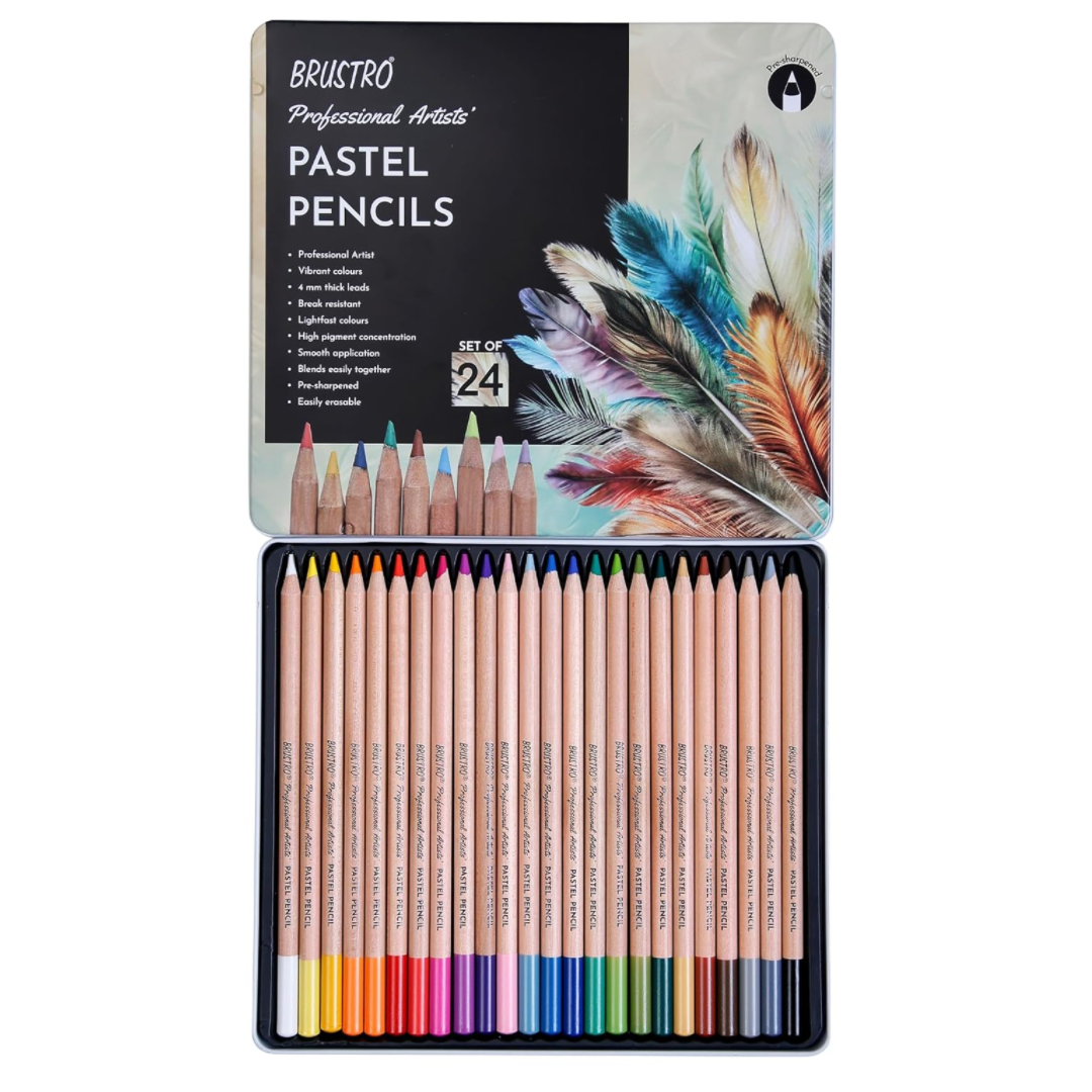 Brustro Pastel Colour Pencils - 24 Shades Set
