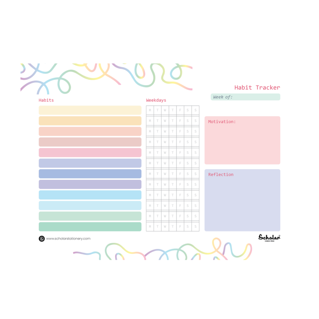 Scholar Habit Tracker - Weekly (Horizontal)