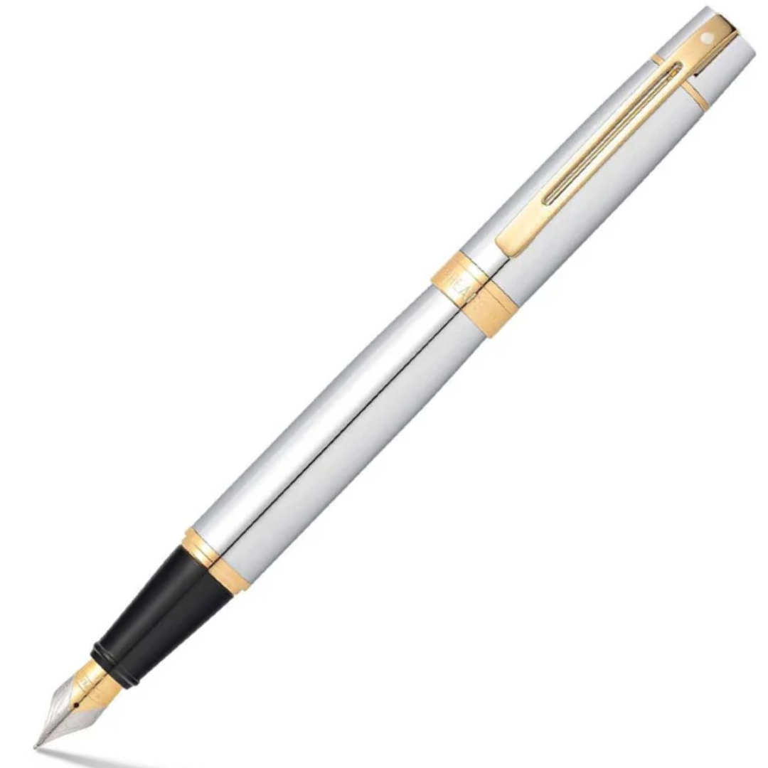 Sheaffer 300 Chrome Gold Fountain Pen - Medium Nib
