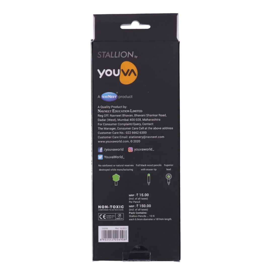 Youva Stallion Black Pencil - 10 Pencils Pack