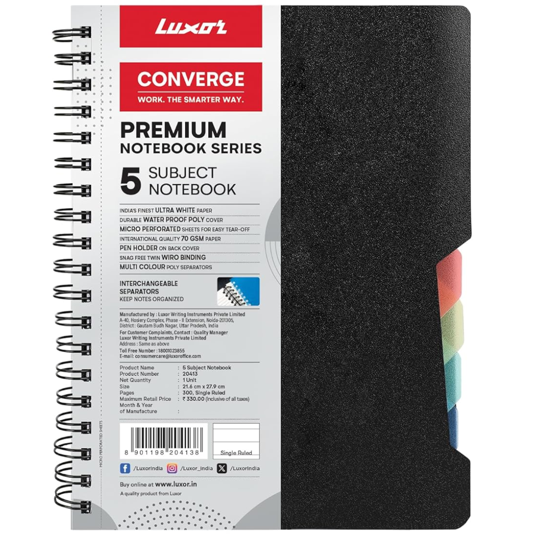 Luxor 5 Subject Notebook - B5 Size 300 Pages