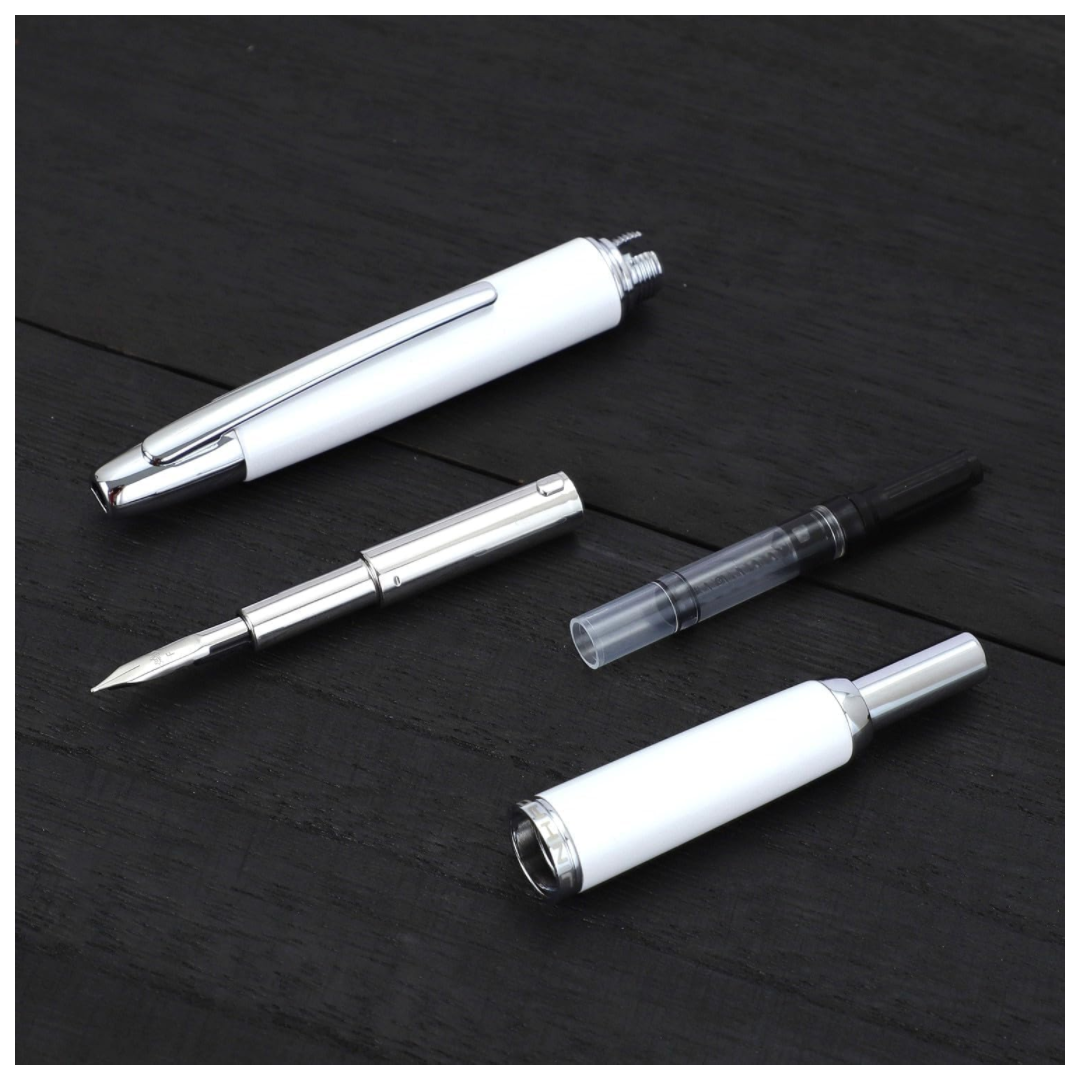 Jinhao Capless Clicking Fountain Pen White (With Ink Bottle)