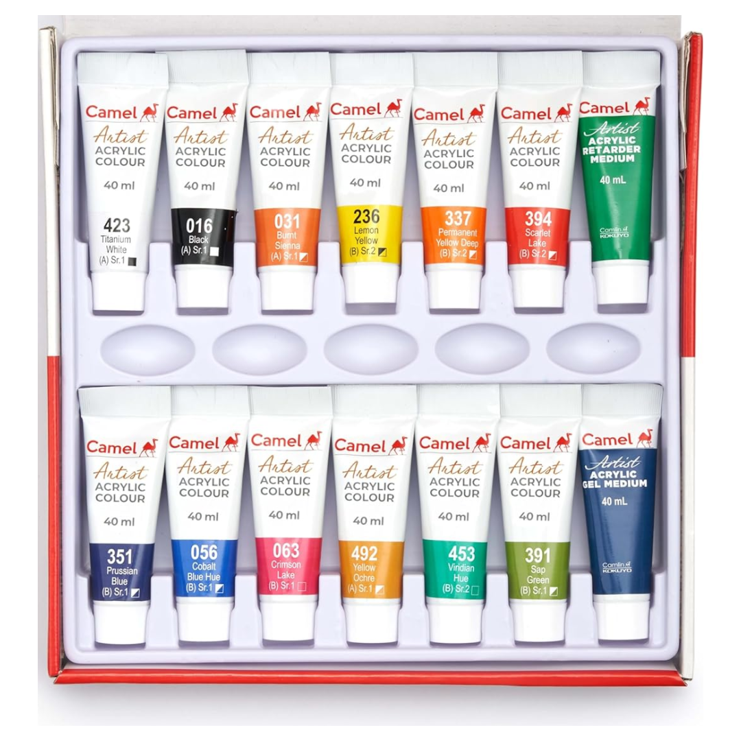 Camel Artist Acrylic Colour 12 Shades Set (40ml Each Colour)
