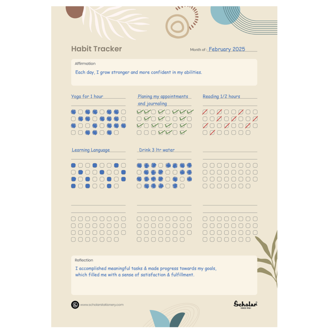 Scholar Habit Tracker - Monthly (Vertical)