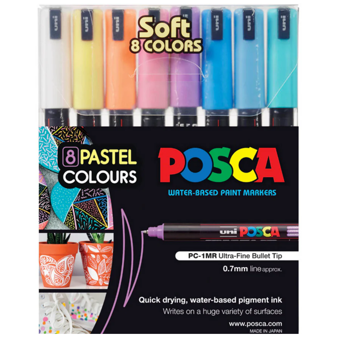 Uni Ball Posca Markers 1m Pack of 8 Pastel