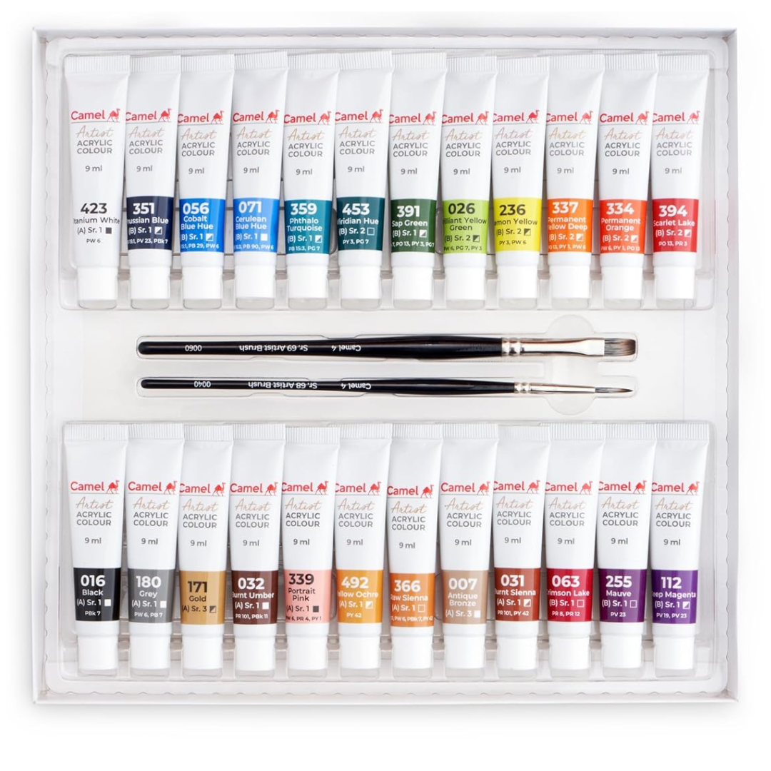 Camel Artist Acrylic Colour 24 Shades Set (9ml Each Colour)