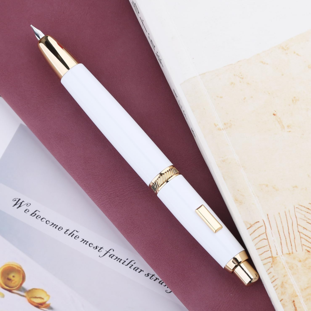 Moonman Majohn A1 Press Capless Fountain Pen White Gold