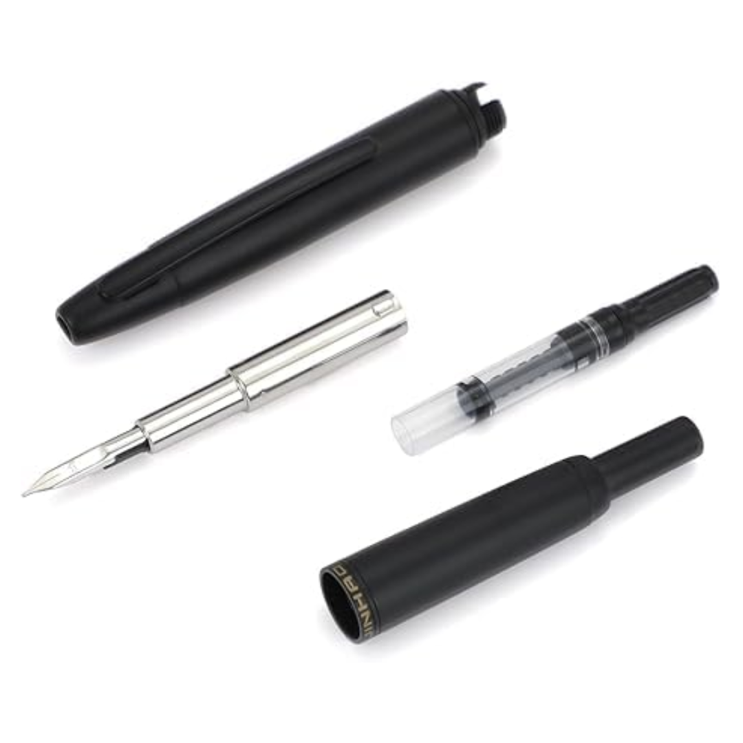 Jinhao Capless Clicking Fountain Pen Matt Black (With Ink Bottle)