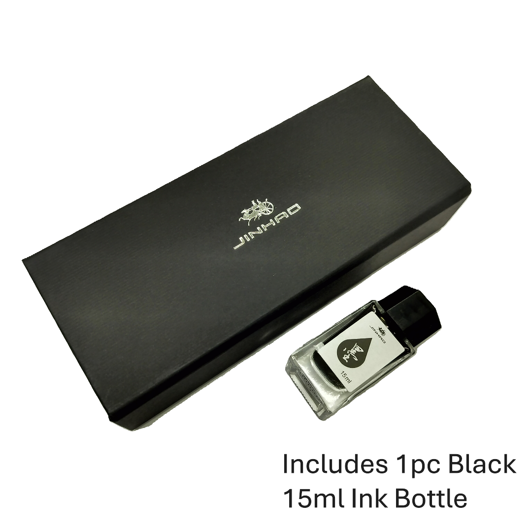 Jinhao Capless Clicking Fountain Pen Matt Black (With Ink Bottle)