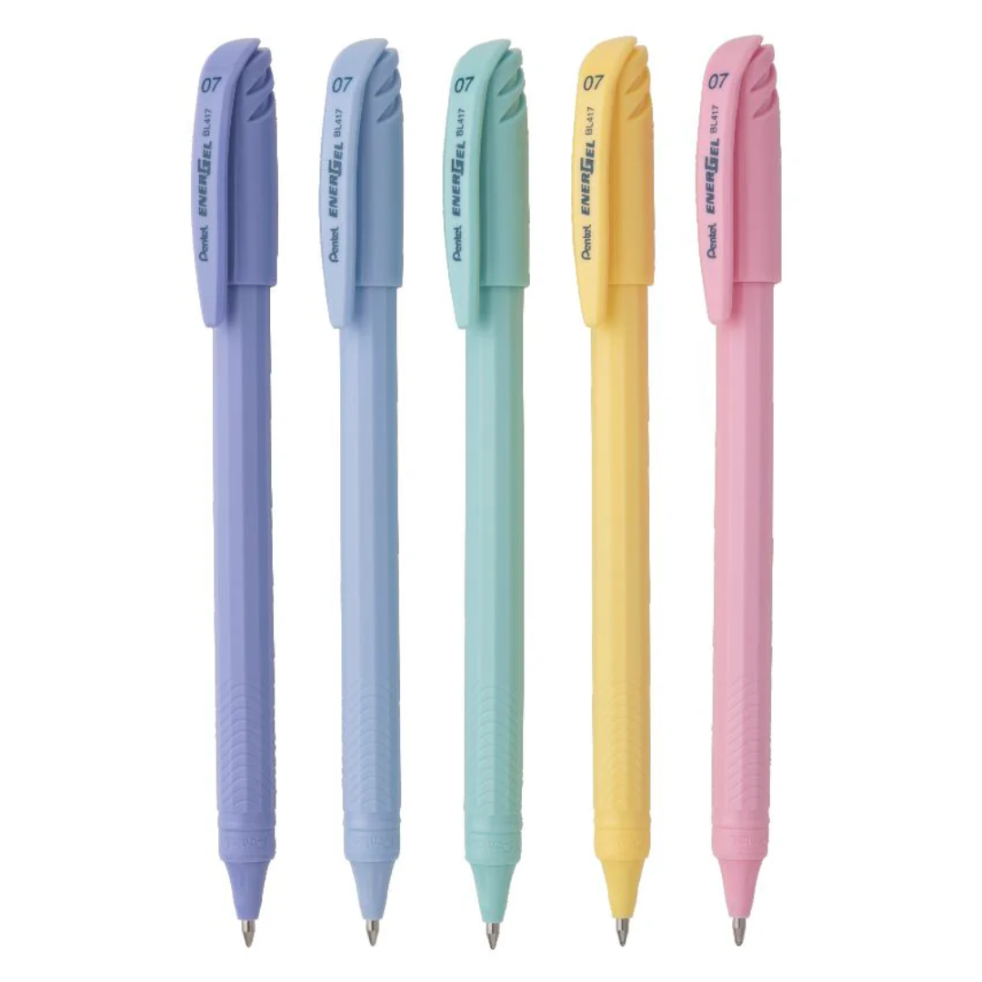 Pentel Energel 0.7mm Pastel Set of 5 Pens (Ink Colour : Blue)