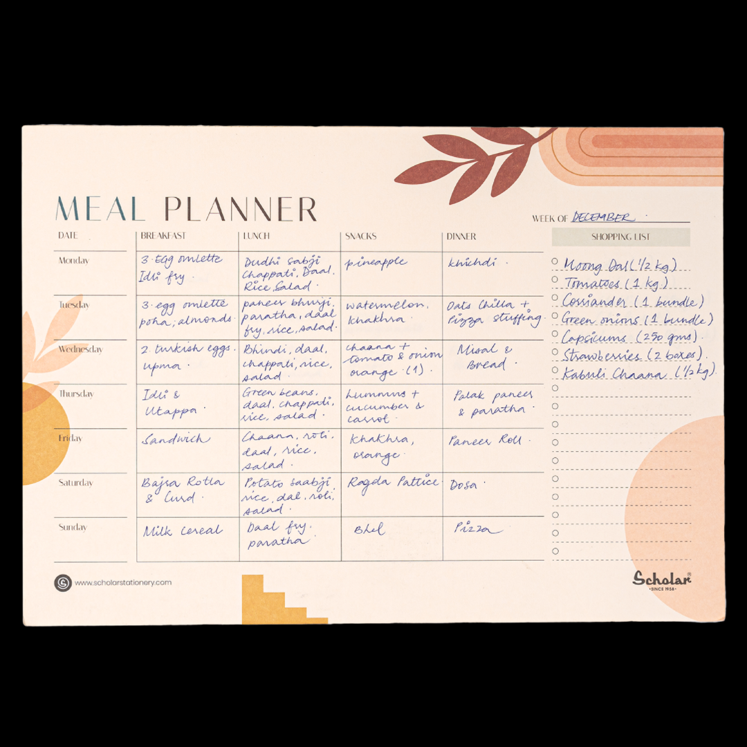 Scholar Meal Planner Horizontal