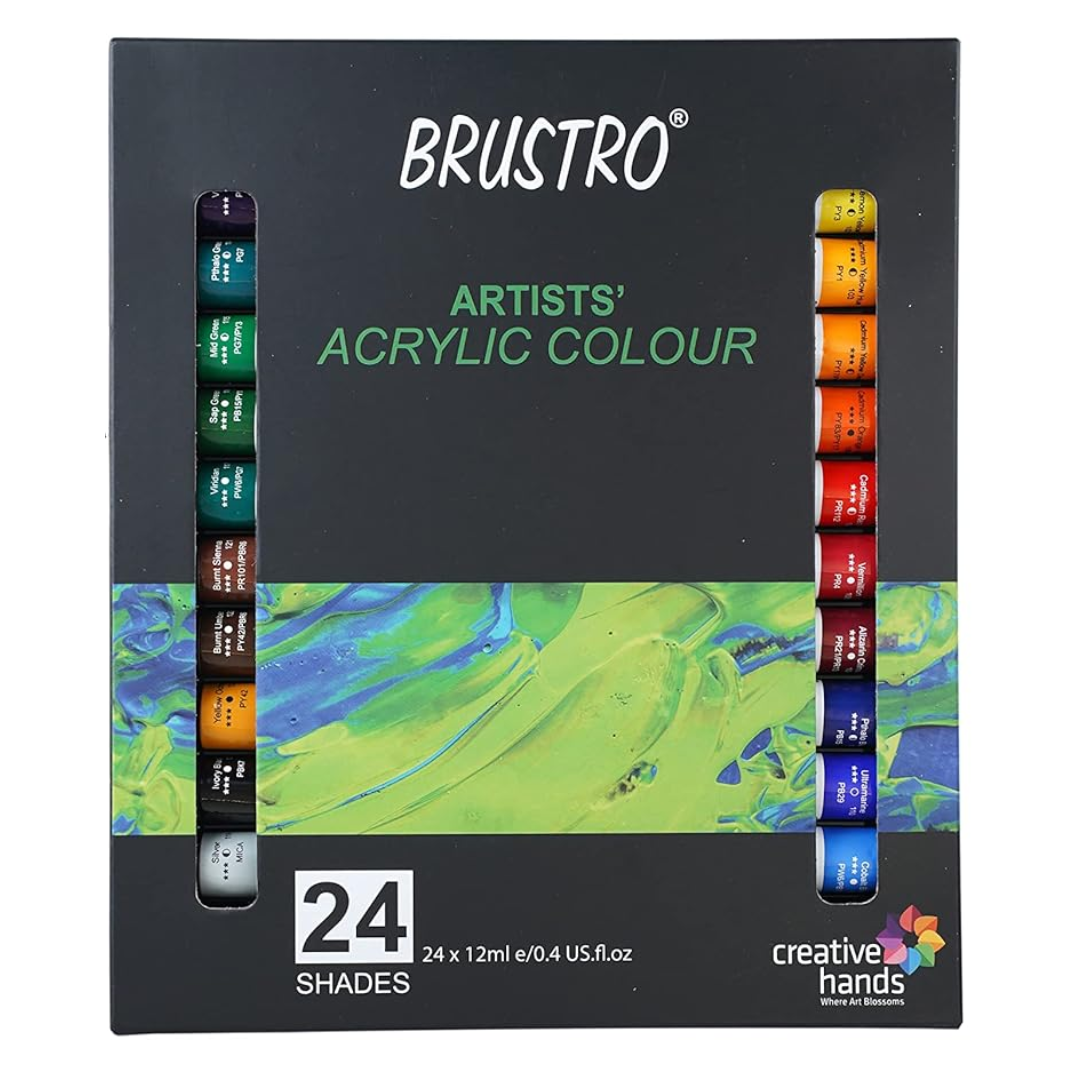 Brustro Acrylic Colour 24 Shades Set (12ml Each Colour)