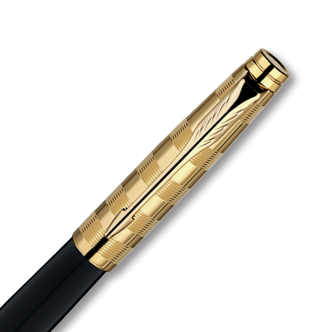 Parker Aster Deluxe Black & Gold - Gold Trim Roller Pen