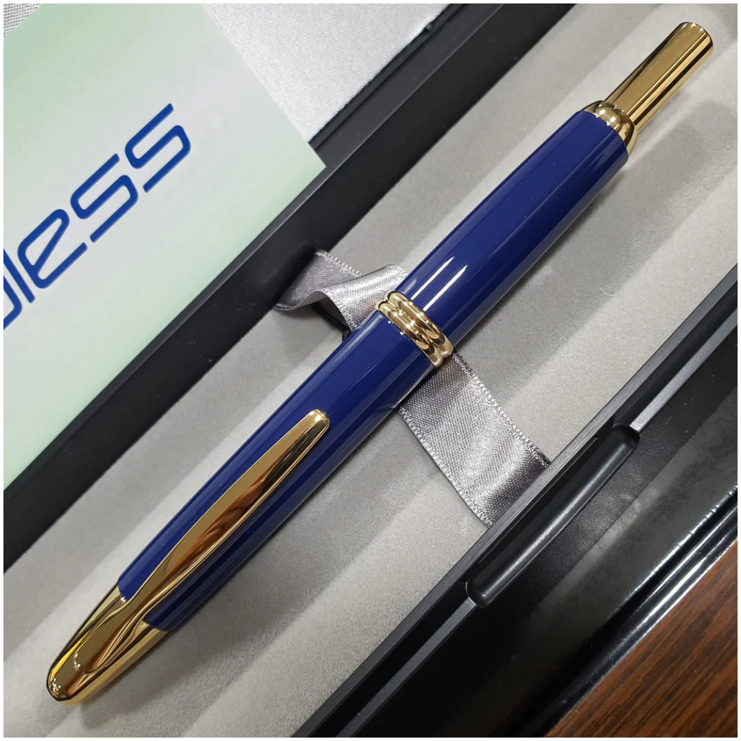 Pilot Capless Blue Gold Trim Fountain Pen (Vanishing Point)