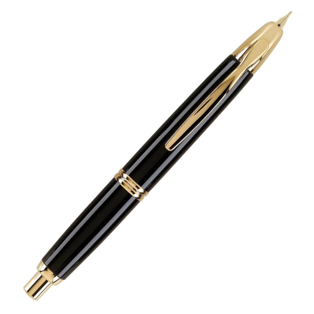 Pilot Capless Black Gold Trim Fountain Pen (Vanishing Point)