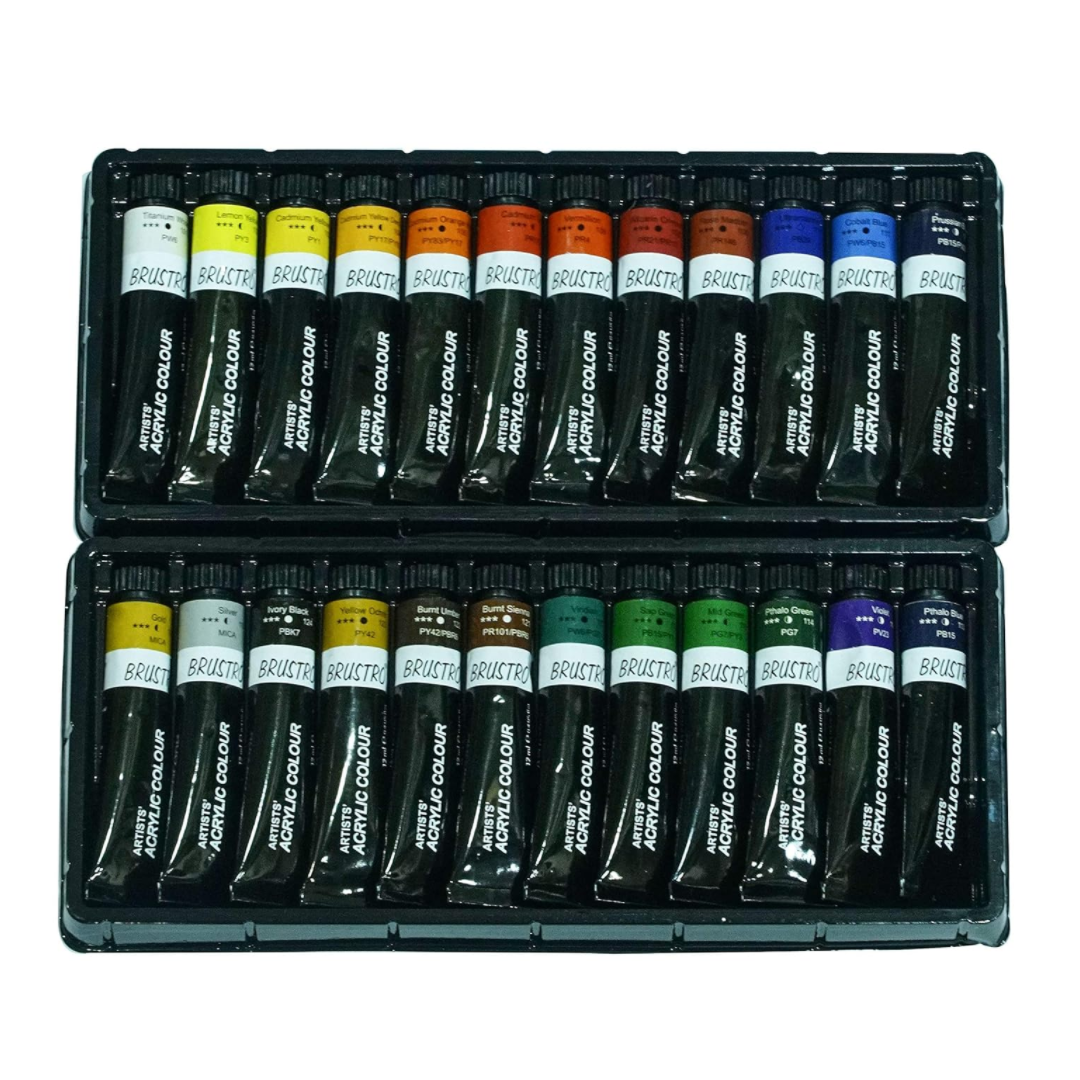 Brustro Acrylic Colour 24 Shades Set (12ml Each Colour)