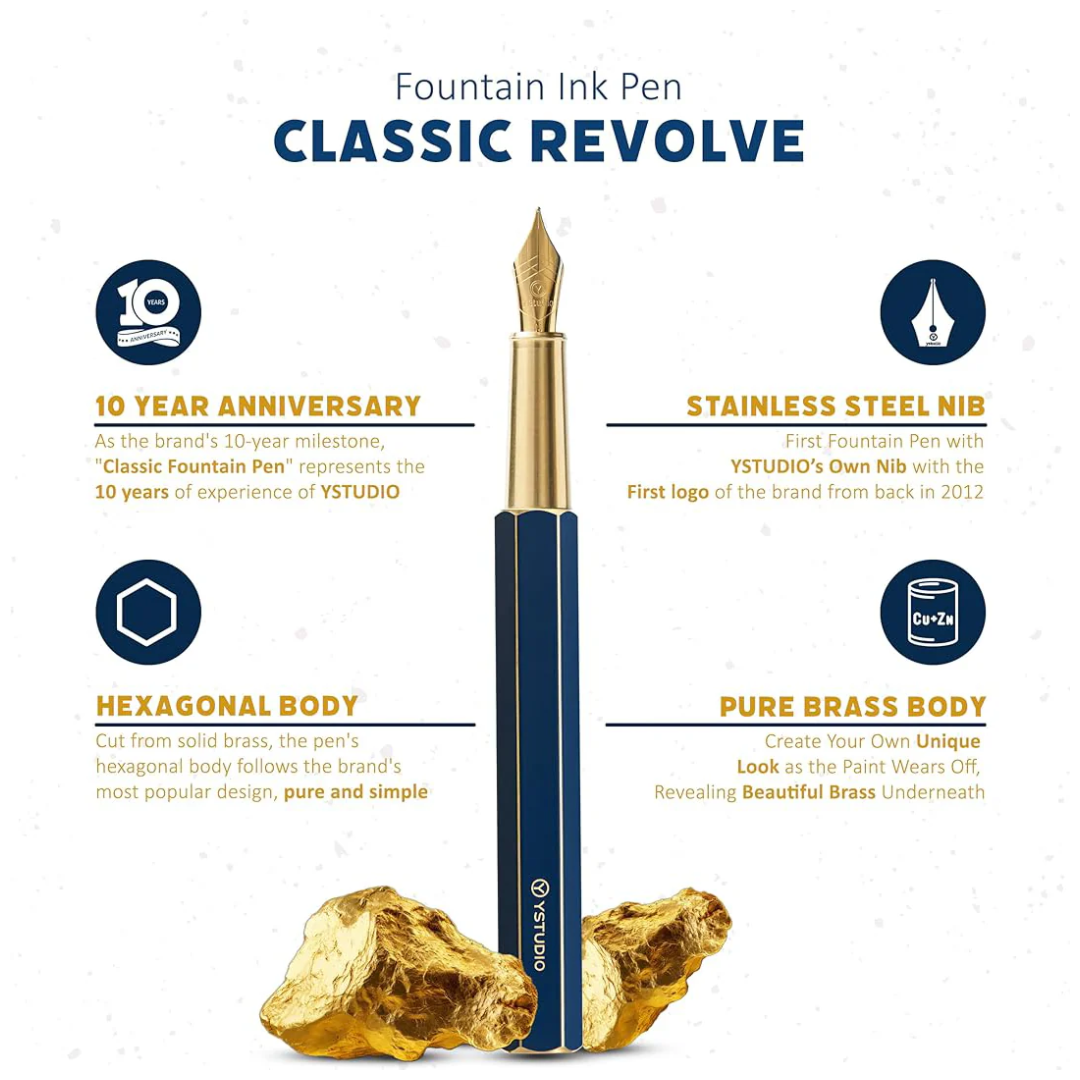 Ystudio Classic Revolve Blue Fountain Pen