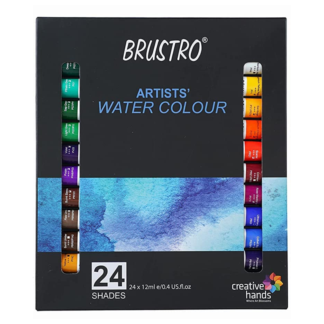 Brustro Water Colour 24 Shades Set (12ml Each Colour)