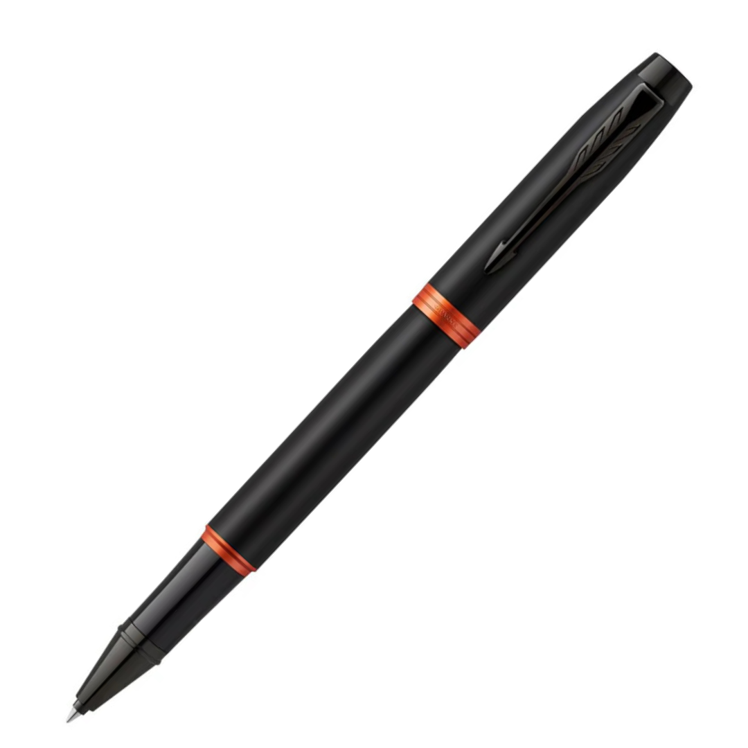 Parker IM Flame Orange Black Trim Roller Pen