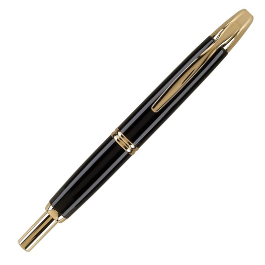Pilot Capless Black Gold Trim Fountain Pen (Vanishing Point)