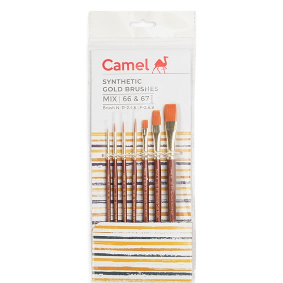 Camel Synthetic Gold Brush Set of 7 - Mix