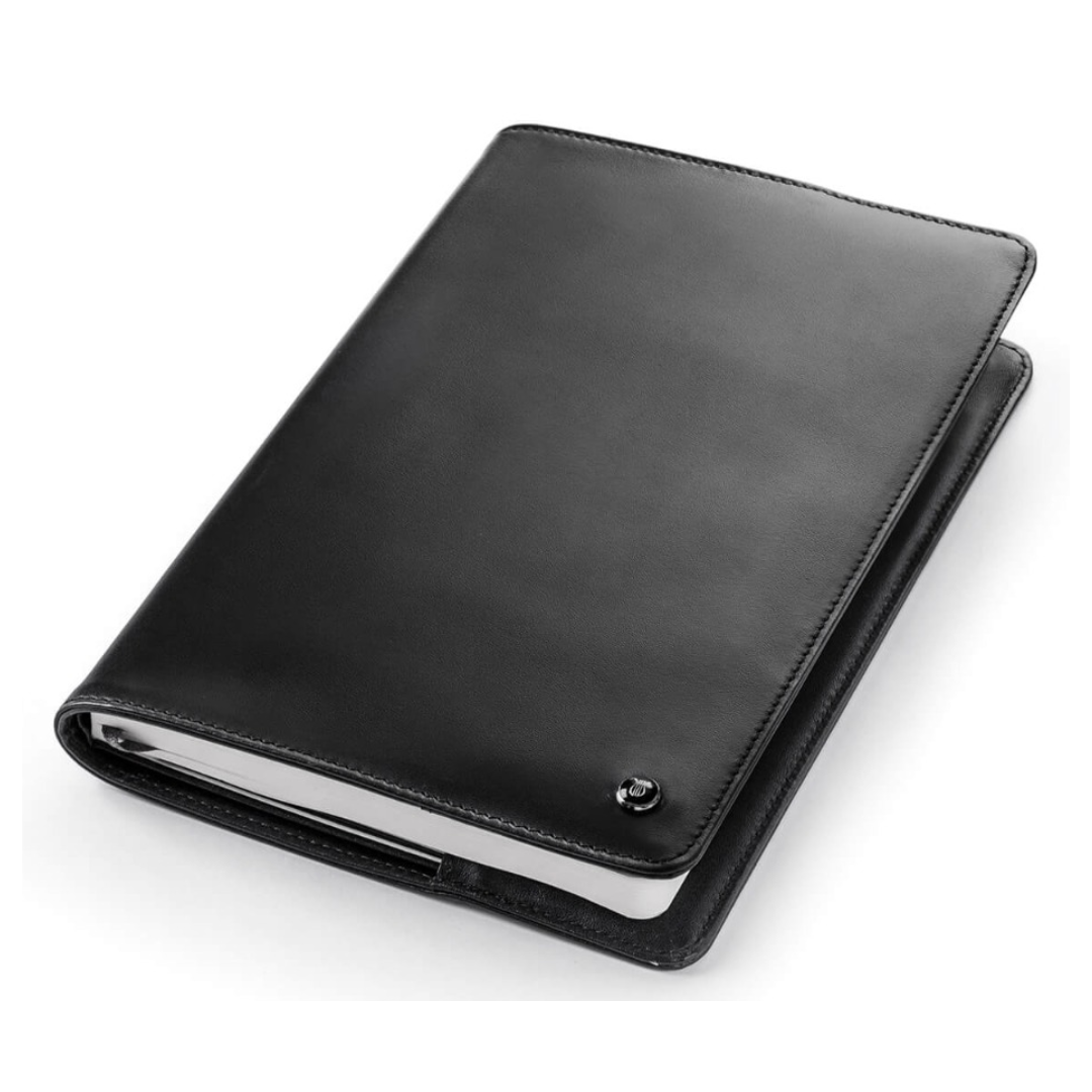 Lapis Bard Contemporary Black Ball Pen and Mayfair Leather Notebook