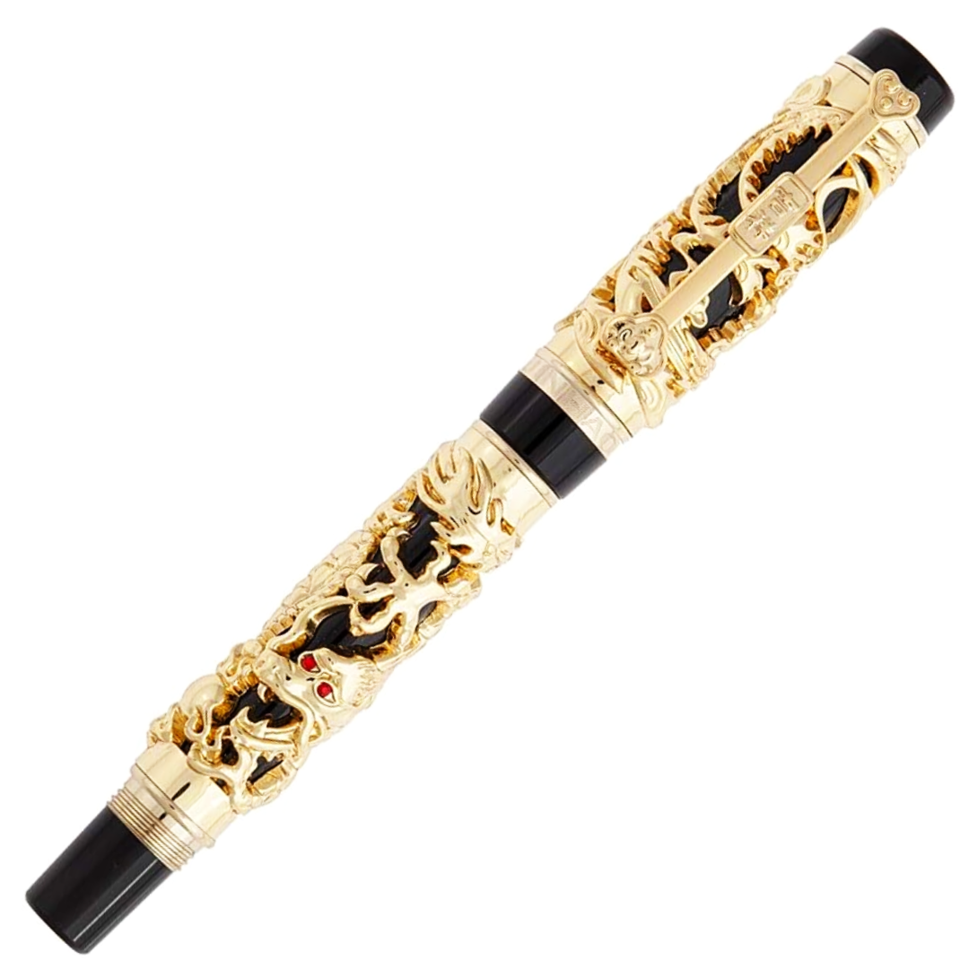 Jinhao Dragon Gold Fountain Pen (With Ink Bottle)