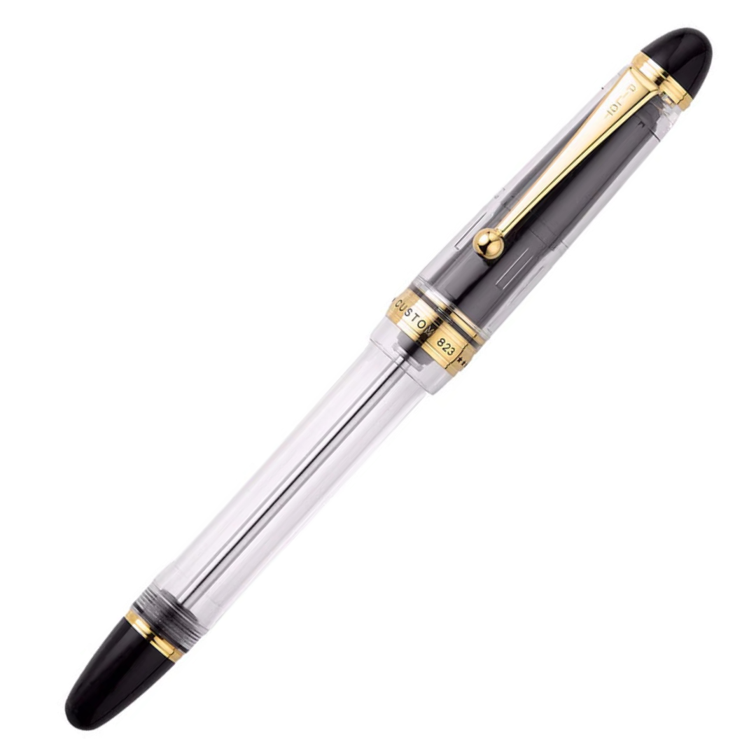 Pilot Custom 823 Clear Gold Trim Fountain Pen (14K Gold Nib)