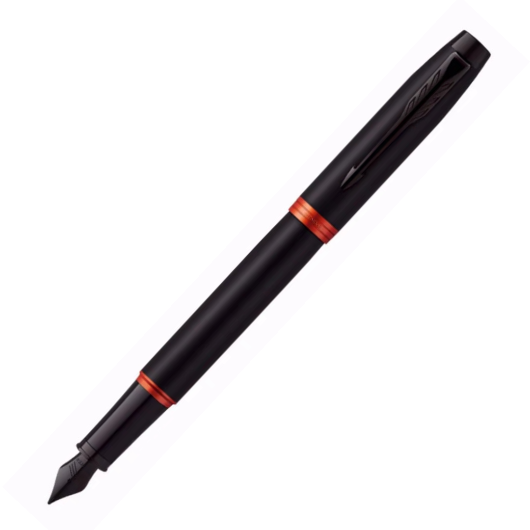 Parker IM Flame Orange Black Trim Fountain Pen - Medium Nib
