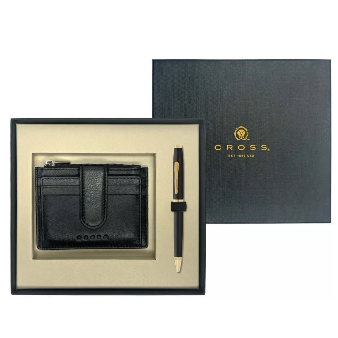 Cross Coventry Black Gold Ball Pen & Card Holder Gift Set