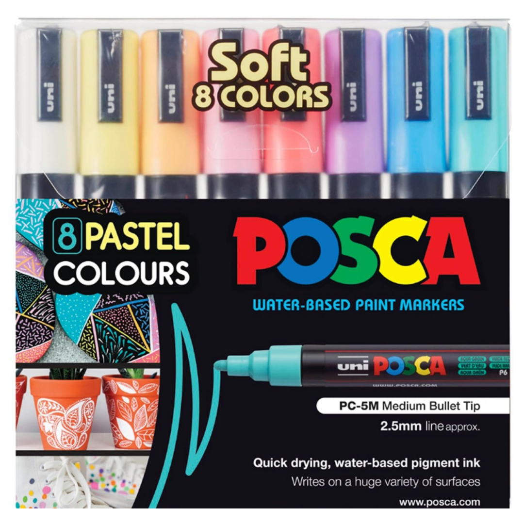 Uni Ball Posca Markers 5m Pack of 8 Pastel