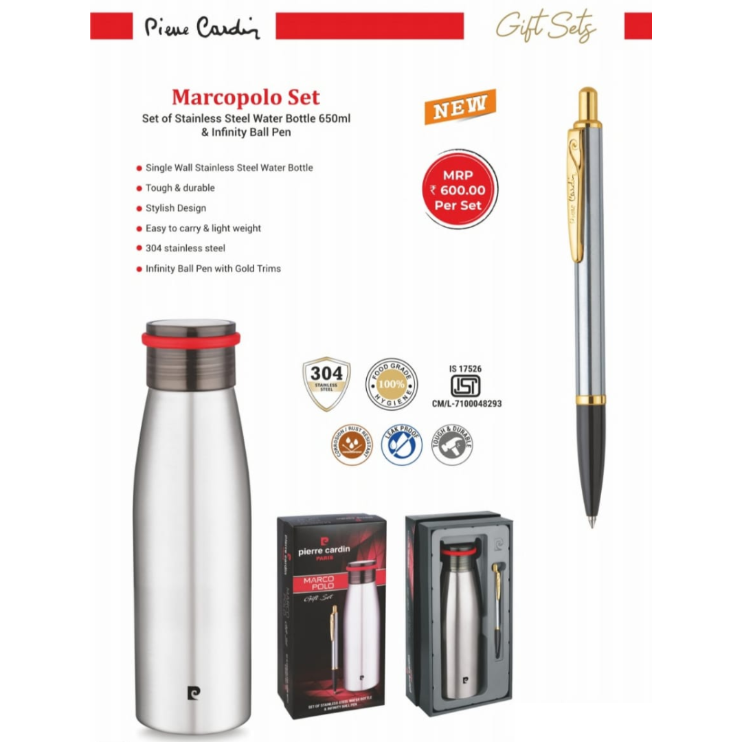 Pierre Cardin Marcopolo Pen and Water Bottle Gift Set