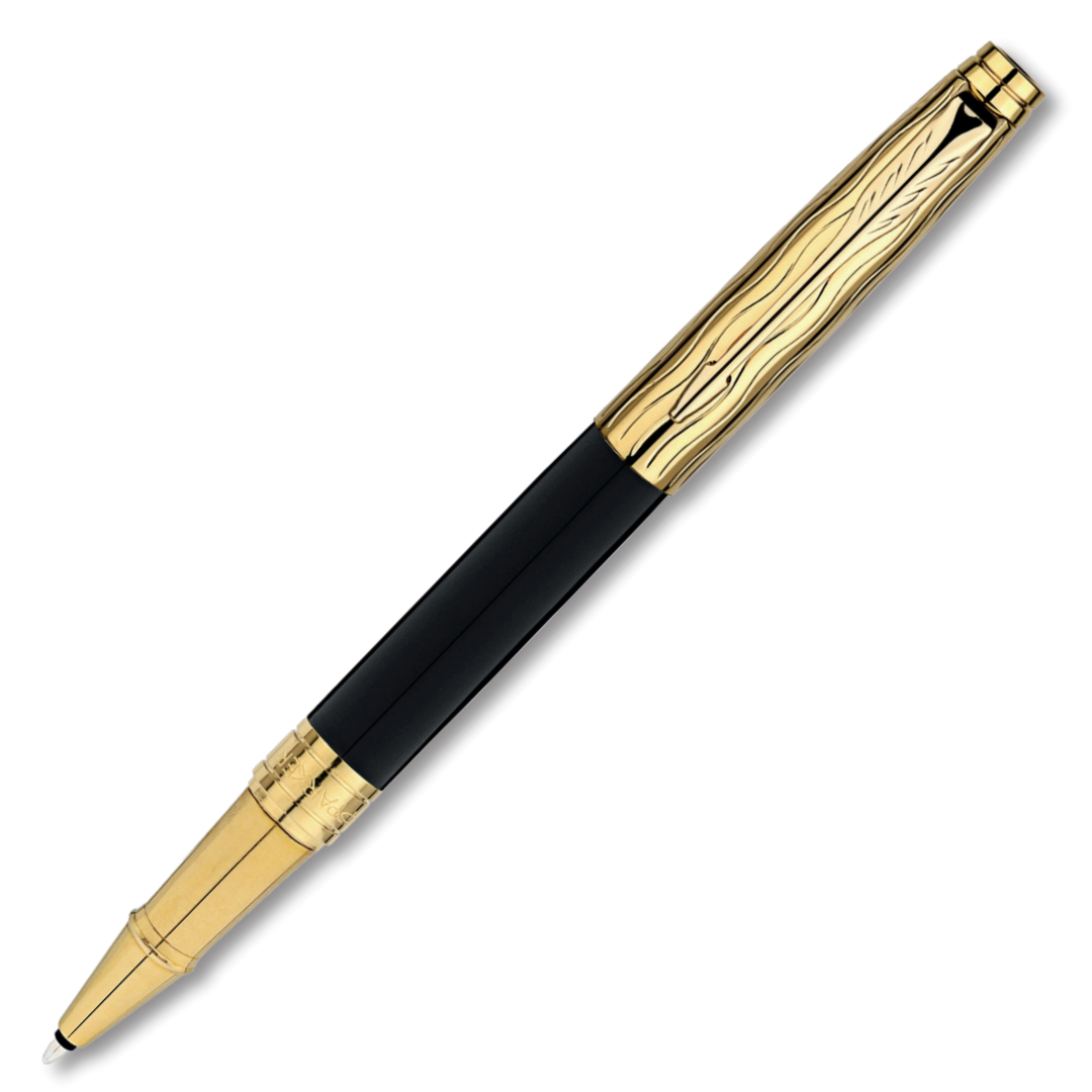 Parker Aster Essential Black & Gold - Gold Trim Roller Pen
