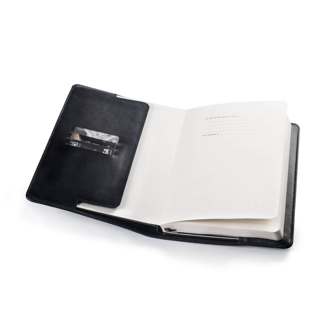 Lapis Bard Contemporary Black Ball Pen and Mayfair Leather Notebook