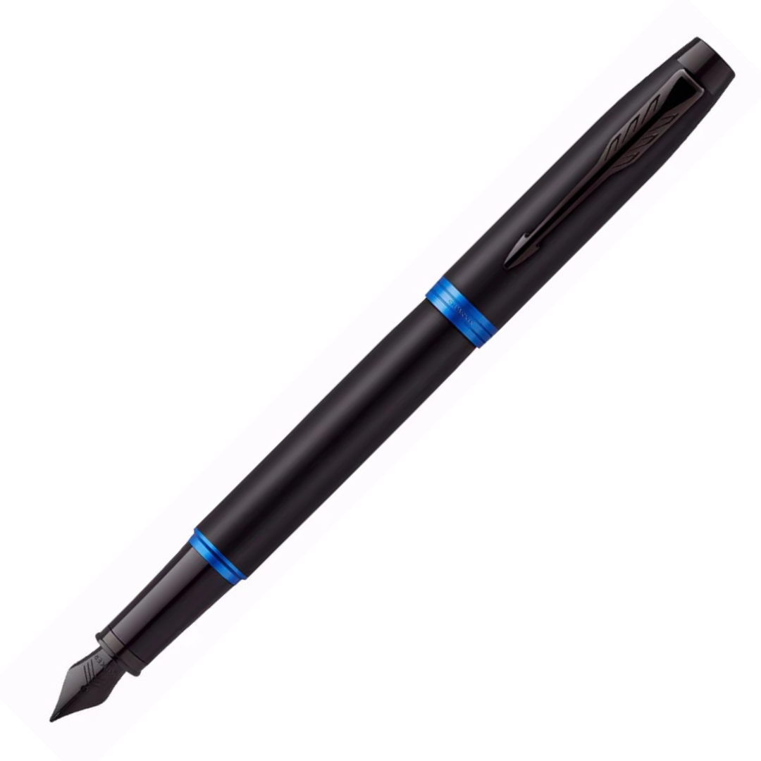 Parker IM Marine Blue Black Trim Fountain Pen - Medium Nib
