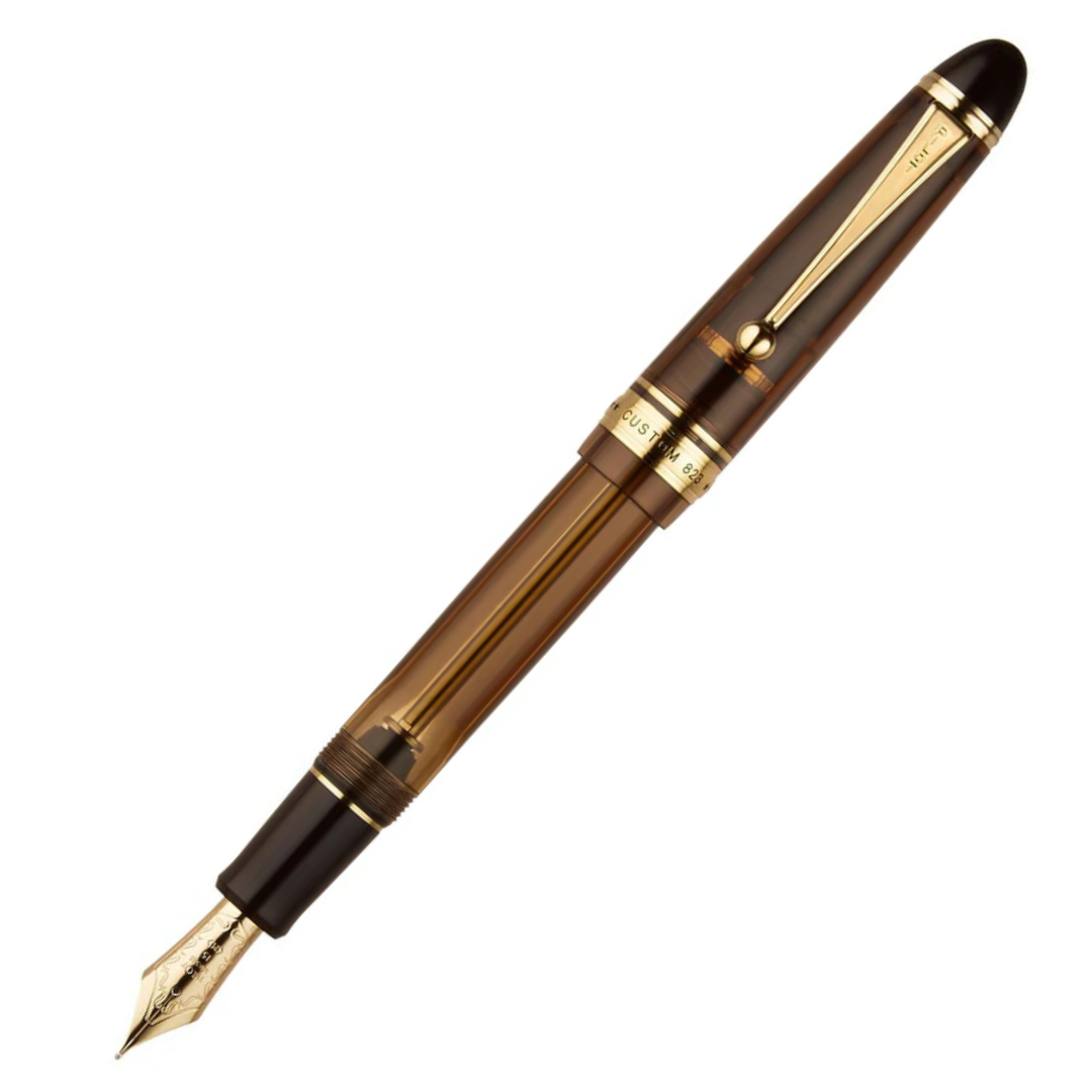 Pilot Custom 823 Amber Gold Trim Fountain Pen (14K Gold Nib)