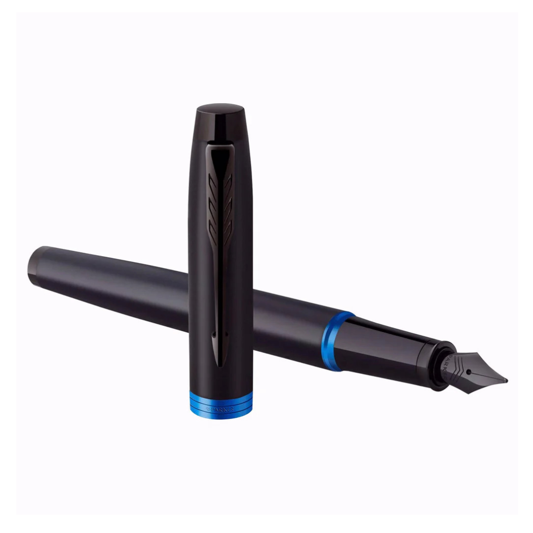 Parker IM Marine Blue Black Trim Fountain Pen - Medium Nib
