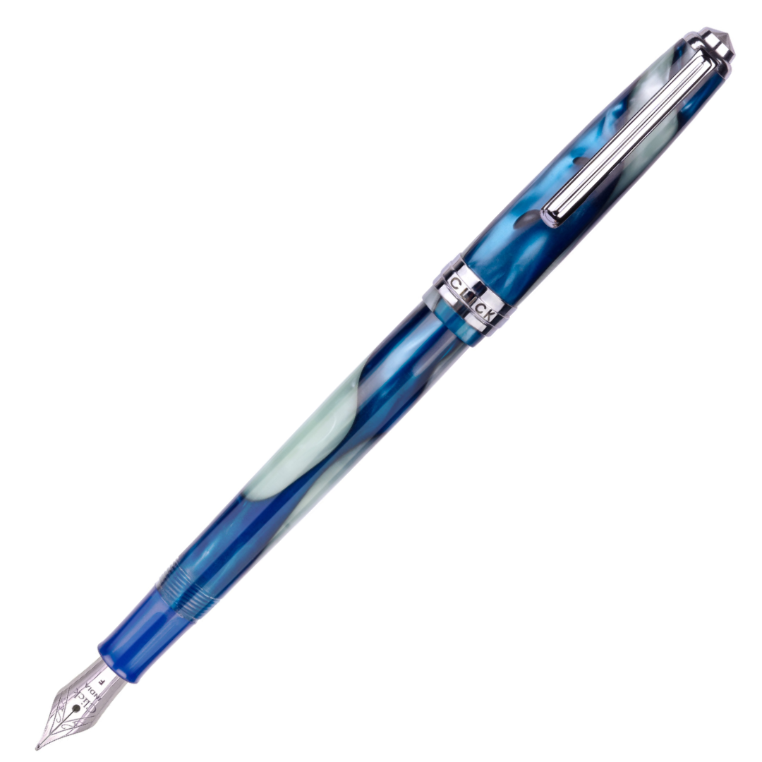 Click Falcon Acrylic CT Fountain Pen White-Blue