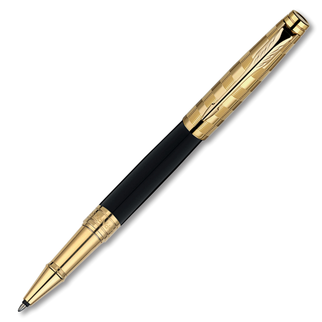 Parker Aster Deluxe Black & Gold - Gold Trim Roller Pen