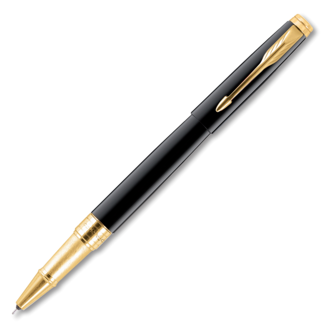 Parker Aster Lacque Black Gold Trim Roller Pen