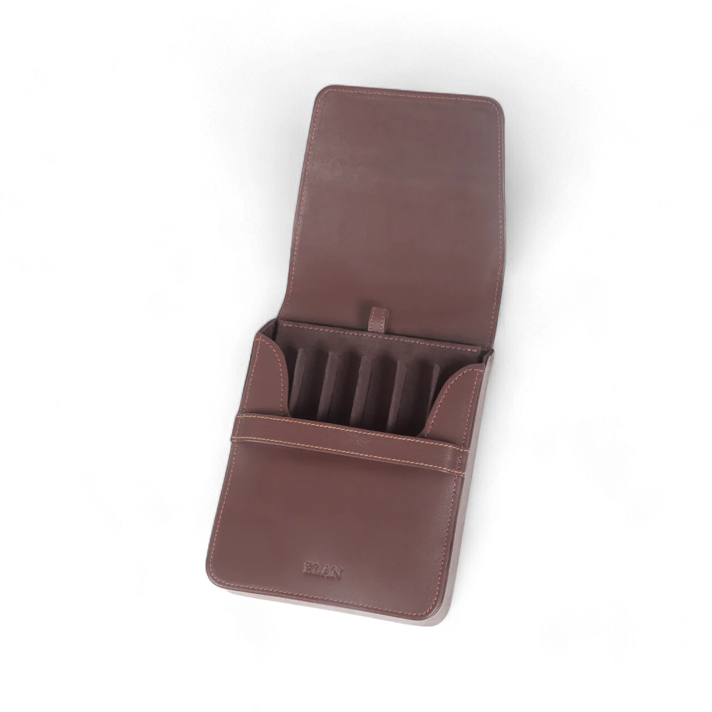 Elan 6 Pen Case Brown - Leather