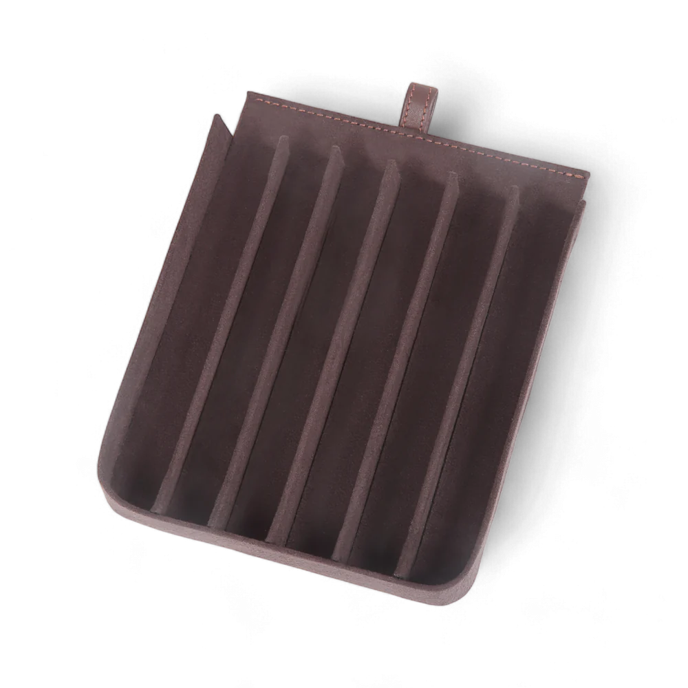 Elan 6 Pen Case Brown - Leather