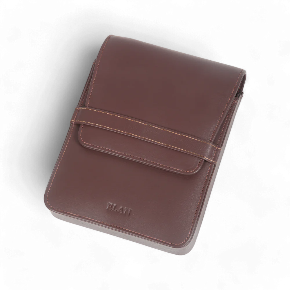 Elan 6 Pen Case Brown - Leather