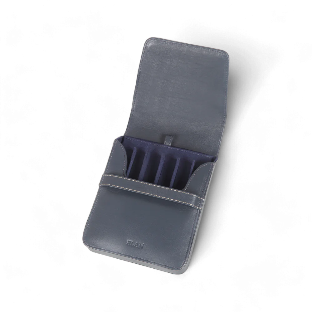 Elan 6 Pen Case Blue - Leather