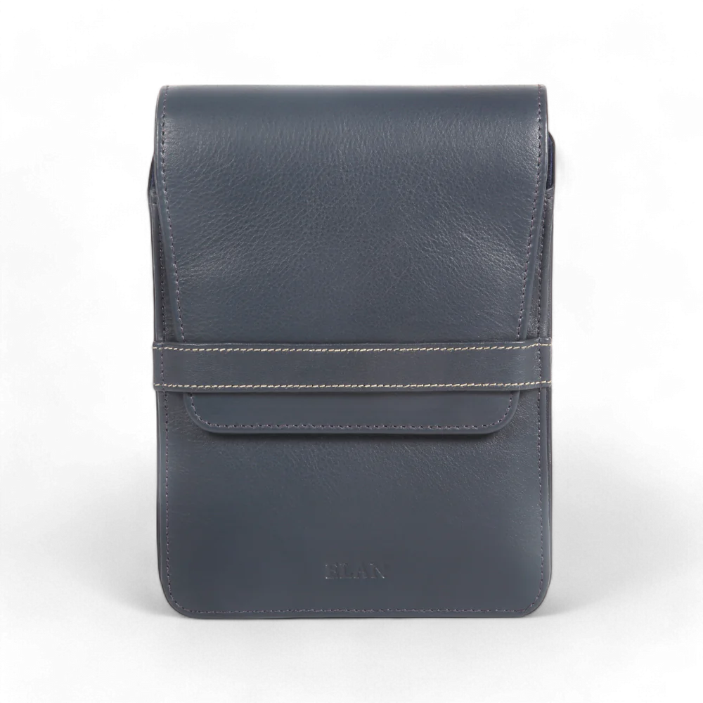 Elan 6 Pen Case Blue - Leather